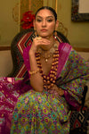Pink And Mint Green Patola Silk Saree With Weaving Work