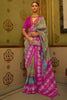 Pink And Mint Green Patola Silk Saree With Weaving Work