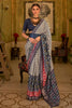 Black & Off White Patola Silk Saree With Weaving Work