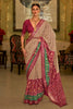 Ruby Red & Off Cream Patola Silk Saree With Weaving Work