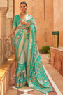 Sea Green Patola Silk Saree With Sparkal Work