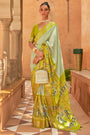 Lime Green Patola Silk Saree With Sparkal Work