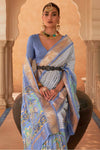 Blue Colour Patola Silk Saree With Sparkal Work