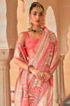 Peach Colour Patola Silk Saree With Sparkal Work