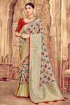 Off White Dola With Patola Print Saree With  Zari Weaving
