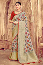Off White Dola With Patola Print Saree With  Zari Weaving