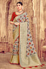 Off White Dola With Patola Print Saree With  Zari Weaving