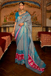 Silk Gala Patola Saree in Blue And Red
