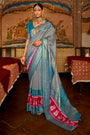 Silk Gala Patola Saree in Blue And Red