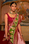 Silk Gala Patola Saree in Peach Colour
