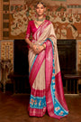 Silk Gala Patola Saree in Pink And Cream