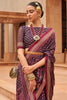 Navy Blue Colour Brasso Saree With Diamond Work