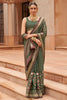 Green Colour Brasso Saree With Diamond Work