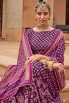 Purple Colour Brasso Saree With Diamond Work