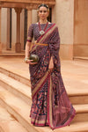 Navy Blue Colour Brasso Saree With Diamond Work