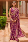 Violet Colour Brasso Saree With Diamond Work
