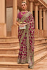 Maroon Colour Brasso Saree With Diamond Work