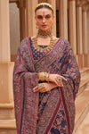 Grey Colour Brasso Saree With Diamond Work