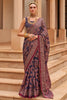 Grey Colour Brasso Saree With Diamond Work