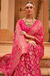 Pink Colour Brasso Saree With Diamond Work