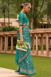 Cyan Colour Brasso Saree With Diamond Work