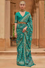 Cyan Colour Brasso Saree With Diamond Work