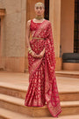 Red Colour Brasso Saree With Diamond Work