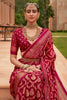 Dark Maroon Colour Brasso Saree With Diamond Work