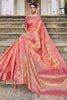 Peach Organza Saree With Weaving Work