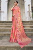 Peach Organza Saree With Weaving Work