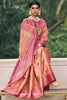 Light Orange Organza Saree With Weaving Work