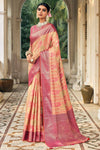 Light Orange Organza Saree With Weaving Work