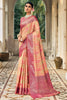 Light Orange Organza Saree With Weaving Work