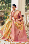 Yellow Organza Saree With Weaving Work