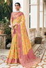 Yellow Organza Saree With Weaving Work