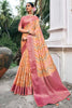 Orange Organza Saree With Weaving Work
