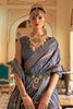 Gray Smooth Patola Silk Saree With Weaving Work
