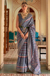 Gray Smooth Patola Silk Saree With Weaving Work