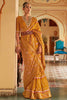 Mustard Yellow Smooth Patola Silk Saree With Weaving Work