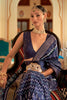 Navy Blue Smooth Patola Silk Saree With Weaving Work
