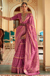 Magenta Pink Smooth Patola Silk Saree With Weaving Work