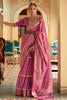 Magenta Pink Smooth Patola Silk Saree With Weaving Work