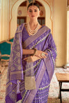 Purple Smooth Patola Silk Saree With Weaving Work