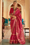 Maroon Smooth Patola Silk Saree With Weaving Work