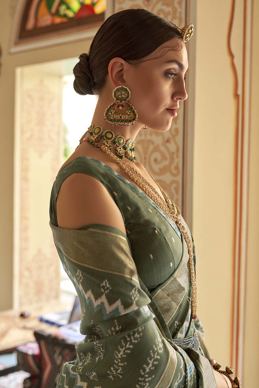 Light Green Smooth Patola Silk Saree With Weaving Work