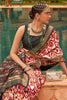 Off White & Gray Patola Silk Saree With Foil Print