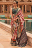 Off White & Gray Patola Silk Saree With Foil Print