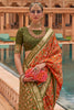 Orange & Peach Patola Silk Saree With Foil Print