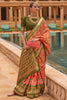 Orange & Peach Patola Silk Saree With Foil Print