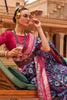 Navy Blue & Pink Patola Silk Saree With Foil Print